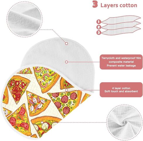 Pizza Slice With Fruit Vegetable Muslin Burp Cloths for Baby 1 Pack Soft 100% Cotton Baby Washcloths Bibs for Boy Girl in Saudi Arabia