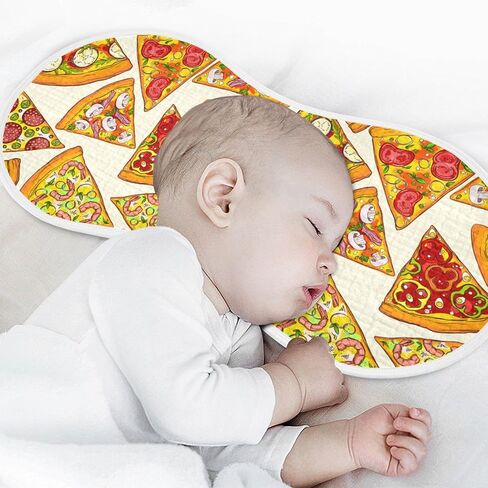Pizza Slice With Fruit Vegetable Muslin Burp Cloths for Baby 1 Pack Soft 100% Cotton Baby Washcloths Bibs for Boy Girl in Saudi Arabia