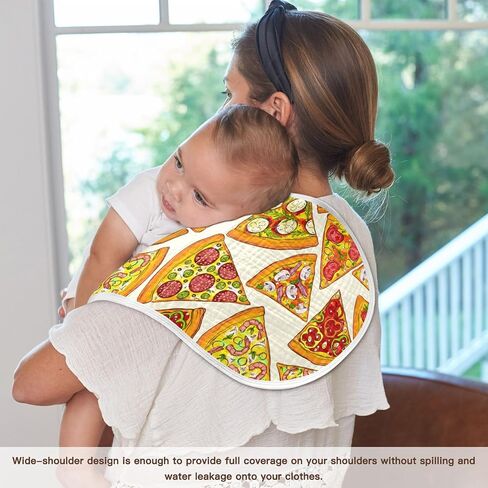 Pizza Slice With Fruit Vegetable Muslin Burp Cloths for Baby 1 Pack Soft 100% Cotton Baby Washcloths Bibs for Boy Girl in Saudi Arabia