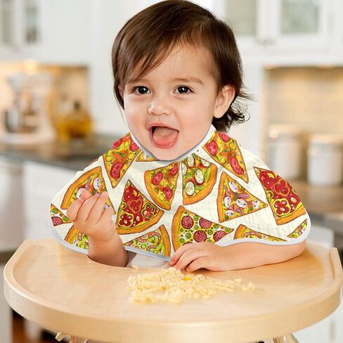 Pizza Slice With Fruit Vegetable Muslin Burp Cloths for Baby 1 Pack Soft 100% Cotton Baby Washcloths Bibs for Boy Girl in Saudi Arabia