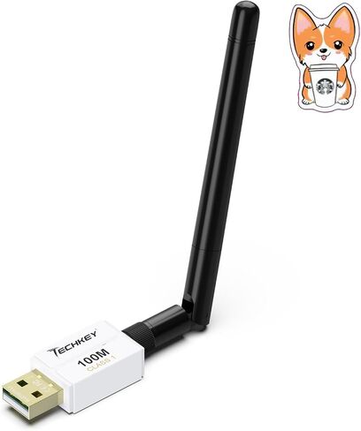 محول بلوتوث طويل المدى لأجهزة الكمبيوتر المكتبية، Techkey 5.3+EDR V8 USB محول بلوتوث، فئة 1 لاسلكية بلوتوث دونجل استقبال بلوتوث يدعم Windows11/10/8.1-Moonstone White in Saudi Arabia