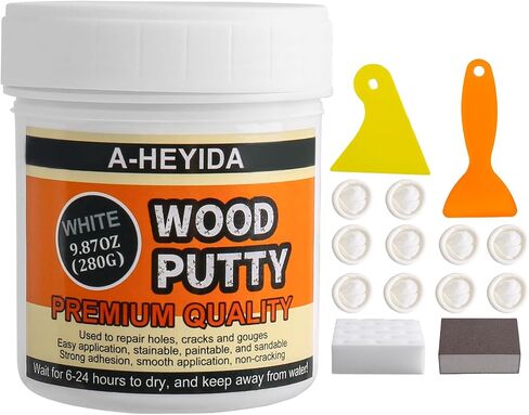 Wood Filler, Wood Putty - Wood Filler Paintable, Stainable, Wood Repair Putty for Wood Cracks and Holes on any Wooden Floor Furniture, Hardwood Scratch Repair Kit - 9.87 Ounce White Wood Filler in Saudi Arabia