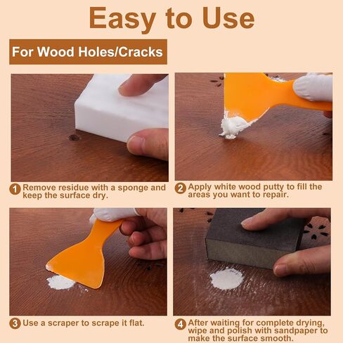 Wood Filler, Wood Putty - Wood Filler Paintable, Stainable, Wood Repair Putty for Wood Cracks and Holes on any Wooden Floor Furniture, Hardwood Scratch Repair Kit - 9.87 Ounce White Wood Filler in Saudi Arabia