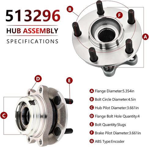 JLEO Front Wheel Bearing Hub Assembly for 09-19 Nissan Maxima/Murano,11-17 Quest,13-19 Pathfinder,07-12 Altima,for 2013 INFINITI JX35,2019 QX50,14-19 QX60-513296 (1) in Saudi Arabia