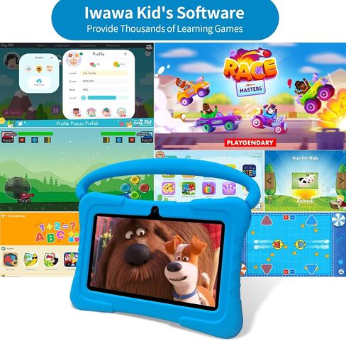 تابلت للأطفال 7 بوصة للأطفال الصغار، 4 جيجابايت (2+2 توسيع) ذاكرة الوصول العشوائي 32 جيجابايت، كمبيوتر لوحي مع مرشحات العمر، أدوات الرقابة الأبوية، أجهزة لوحية للأطفال 7 بوصة مع واي فاي، تابلت تعليمي مع حافظة زرقاء in Kuwait