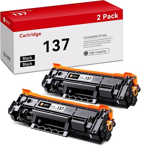 خرطوشة حبر 137 متوافقة مع Canon 137 CRG 137 CRG137 9435B001AA للاستخدام مع طابعة ImageClass D570 MF242dw MF242w MF236n MF249dw MF244dw MF227dw MF217w MF247dw MF212w (أسود، عبوتان) in Kuwait