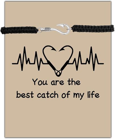 CHOORO Fish Hook Bracelet Fishing Hook Pendant Jewelry Fishing Girlfriend Gift for Girlfriend Jewelry Black Braided Rope Hook Bracelet Gift in Saudi Arabia