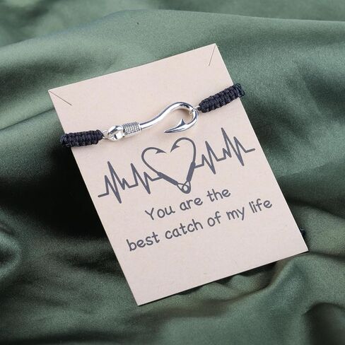CHOORO Fish Hook Bracelet Fishing Hook Pendant Jewelry Fishing Girlfriend Gift for Girlfriend Jewelry Black Braided Rope Hook Bracelet Gift in Saudi Arabia