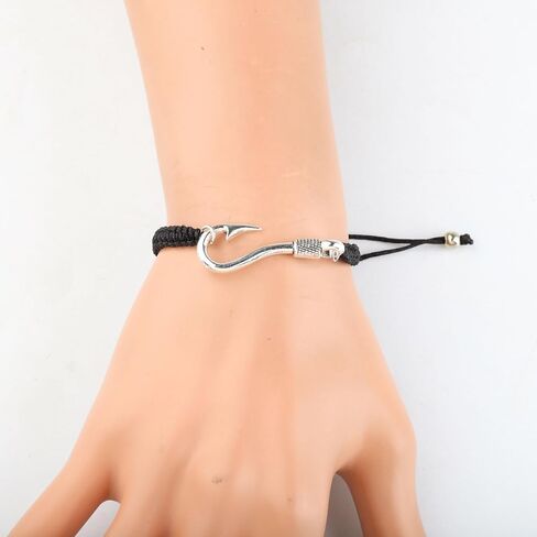 CHOORO Fish Hook Bracelet Fishing Hook Pendant Jewelry Fishing Girlfriend Gift for Girlfriend Jewelry Black Braided Rope Hook Bracelet Gift in Saudi Arabia