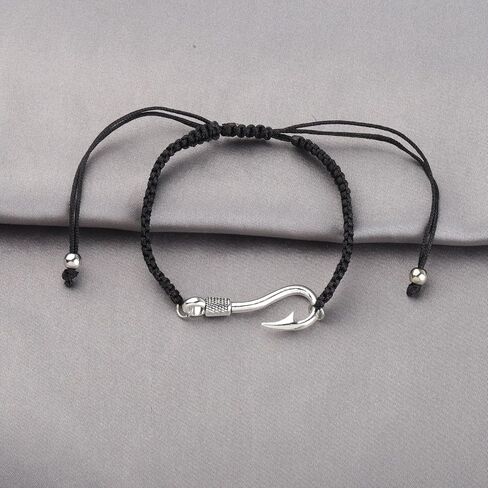 CHOORO Fish Hook Bracelet Fishing Hook Pendant Jewelry Fishing Girlfriend Gift for Girlfriend Jewelry Black Braided Rope Hook Bracelet Gift in Saudi Arabia