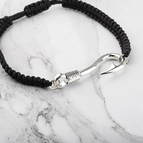 CHOORO Fish Hook Bracelet Fishing Hook Pendant Jewelry Fishing Girlfriend Gift for Girlfriend Jewelry Black Braided Rope Hook Bracelet Gift in Saudi Arabia