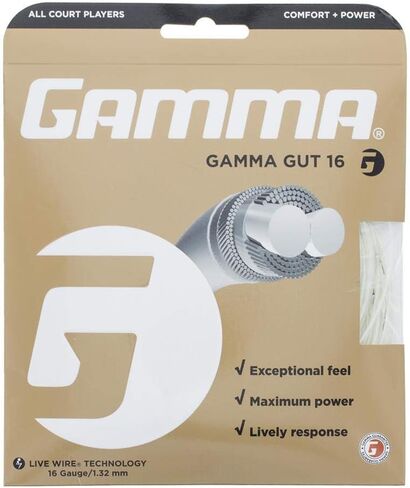 GAMMA Gut Tennis String - 16g or 17g, 40ft Set of Tennis Racket String, Exceptional Feel, Maximum Power, Live Wire Technology, All Court in Kuwait