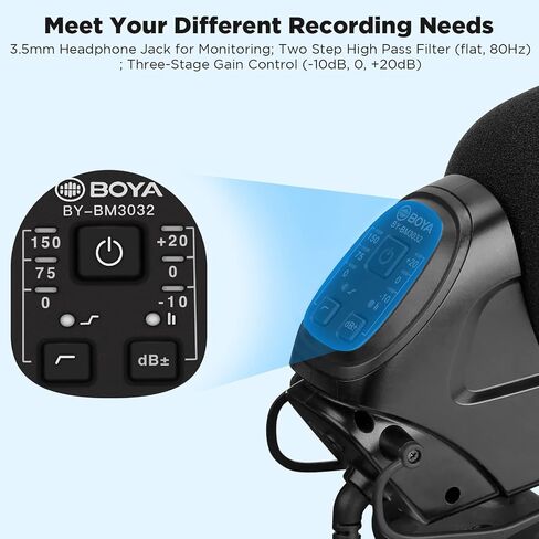BOYA BY-BM3032 Professional External On Camera Microphone for DSLR Camcorders Android Phone Smartphone iPhone Shotgun Mic Microphone for Video Recording Youtube Directional Condenser Microphones in Saudi Arabia