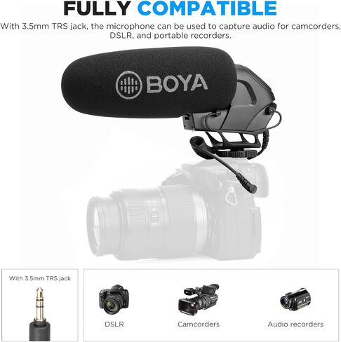 BOYA BY-BM3032 Professional External On Camera Microphone for DSLR Camcorders Android Phone Smartphone iPhone Shotgun Mic Microphone for Video Recording Youtube Directional Condenser Microphones in Saudi Arabia