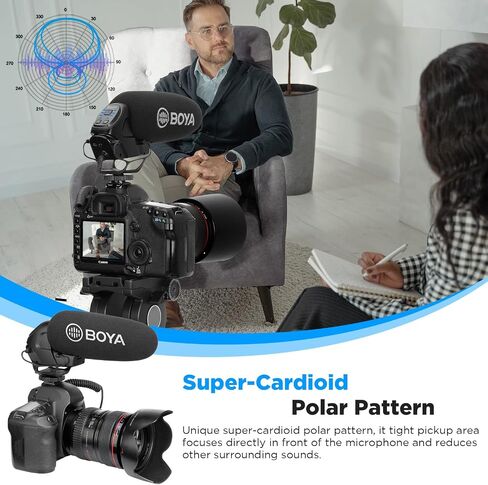 BOYA BY-BM3032 Professional External On Camera Microphone for DSLR Camcorders Android Phone Smartphone iPhone Shotgun Mic Microphone for Video Recording Youtube Directional Condenser Microphones in Saudi Arabia