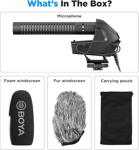 BOYA BY-BM3032 Professional External On Camera Microphone for DSLR Camcorders Android Phone Smartphone iPhone Shotgun Mic Microphone for Video Recording Youtube Directional Condenser Microphones in Saudi Arabia