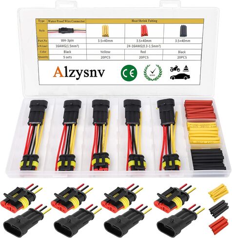 Automotive Electrical Connectors kit 1/2/3/4 Pin Waterproof Electric Wire Connector plugs Battery Terminal Connectors socket 1.5mm Series Wire Harness 16 AWG Pack of 13… in Saudi Arabia