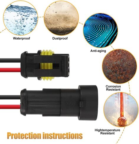 Automotive Electrical Connectors kit 1/2/3/4 Pin Waterproof Electric Wire Connector plugs Battery Terminal Connectors socket 1.5mm Series Wire Harness 16 AWG Pack of 13… in Saudi Arabia