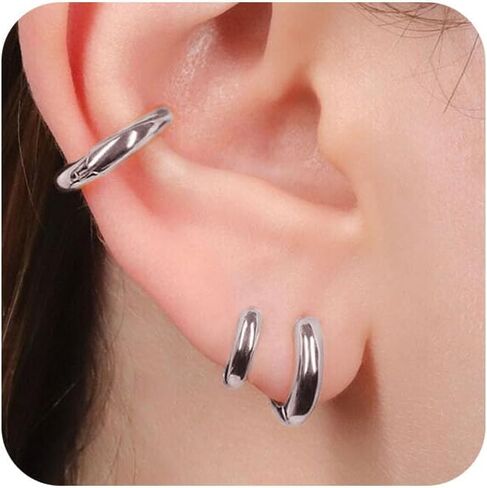 Small Hoop Earrings for Women, Lightweight 18K Gold Plated Huggie Hoop Earrings Dainty Hypoallergenic Earring Set Cute Earrings Pack for Women Girls Trendy Jewelry Gifts in Saudi Arabia