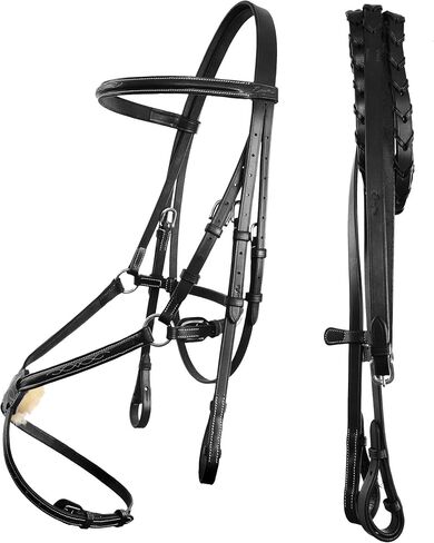 Exion Figure 8 Bridle with Leather Laced Rein | English Jumping Fancy Stitched Figure 8 Bridle for Horses in Saudi Arabia