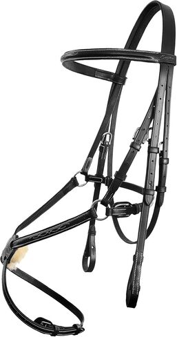 Exion Figure 8 Bridle with Leather Laced Rein | English Jumping Fancy Stitched Figure 8 Bridle for Horses in Saudi Arabia