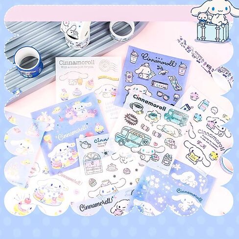 Kawaii Washi Tape Set - 10 Rolls + 10 PCS Stickers Anime Decorative Masking Tape for Kids DIY Gift, Scrapbook, Journaling, Party Decorations, Bullet Journals (Blue) in Saudi Arabia