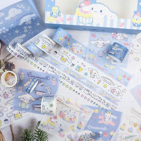 Kawaii Washi Tape Set - 10 Rolls + 10 PCS Stickers Anime Decorative Masking Tape for Kids DIY Gift, Scrapbook, Journaling, Party Decorations, Bullet Journals (Blue) in Saudi Arabia