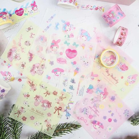 مجموعة شريط كاواي واشي - 10 لفات + 10 قطع ملصقات شريط لاصق مزخرف للرسوم المتحركة للأطفال هدية DIY، سجل القصاصات، يوميات، ديكورات الحفلات، مجلات رصاصة (أزرق) in Kuwait