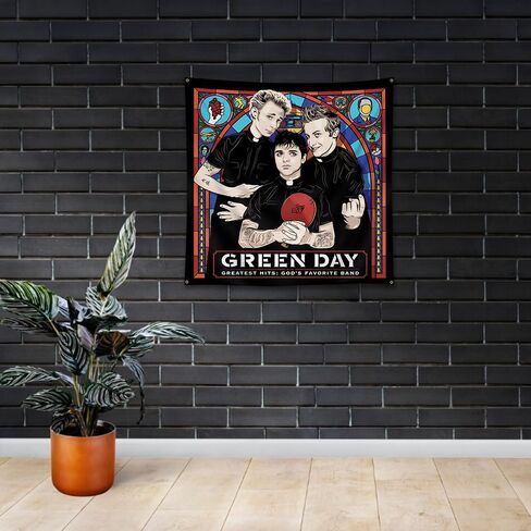 Moor Green Tapestry Day Greatest Hits God's Favorite Band Banner Music Album الجدار شنقا العلم (3x3ft، لون زاهي، بوليستر) للرجال الكهف، النوم، احتياجات الهدايا in Kuwait