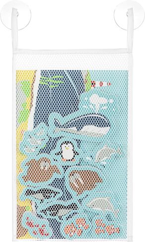 DEMDACO Love to Play 12.5 x 8 Inch Bathtub Toy Playset with Hanging Mesh Bag Organizer, Blue and Yellow, Noah's Ark in Saudi Arabia