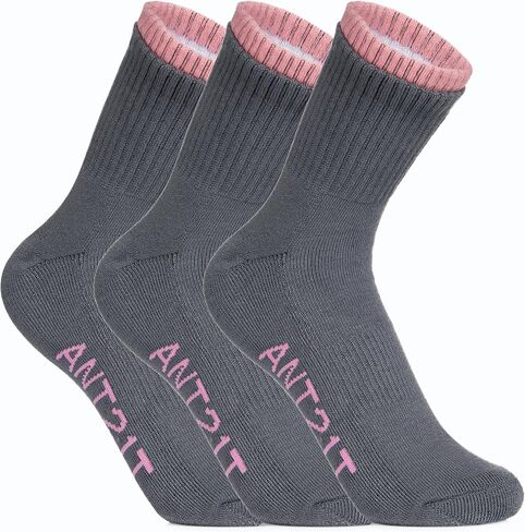 Women's Athletic Socks, Crew Cut, 3 Pack, Black/White/Grey in Saudi Arabia