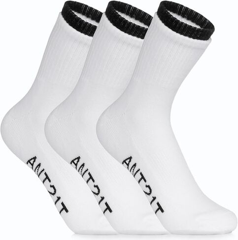 Women's Athletic Socks, Crew Cut, 3 Pack, Black/White/Grey in Saudi Arabia