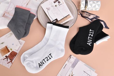 Women's Athletic Socks, Crew Cut, 3 Pack, Black/White/Grey in Saudi Arabia