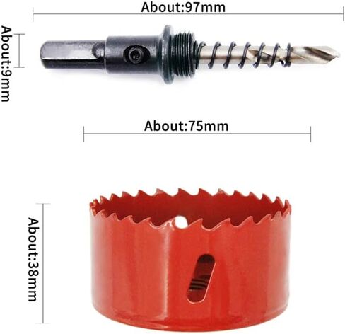 قاطع ثقب 75 مم Laiwei HSS منشار ثقب ثنائي المعدن وقاطع للجدران الجافة البلاستيكية والخشبية والصفائح المعدنية 2-15/16 بوصة (منشار ثقب 2.95 بوصة) in Kuwait