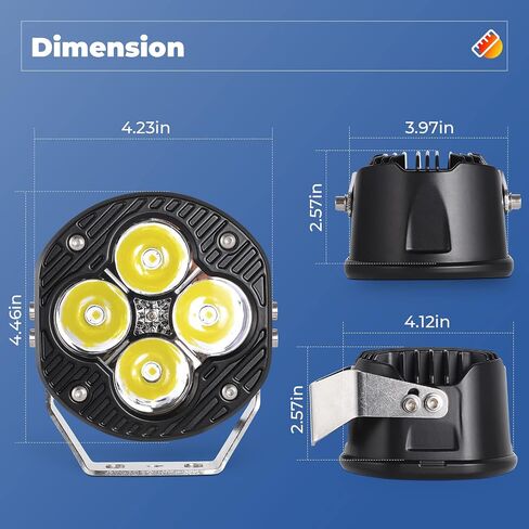 4.5 Inch White LED Light Pod, 60W 6000LM LED Work Light Spot Lights Cup Styles, Super Bright White Light for Trucks Off Roads SUVs Tractors Boats (2PCS) in Saudi Arabia