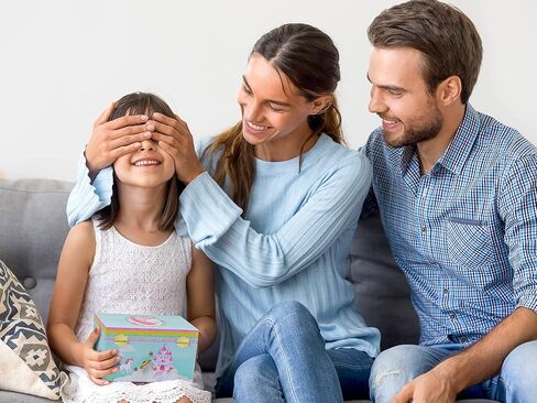 صندوق تخزين المجوهرات الموسيقية للفتيات من Jewelkeeper مع حزمة راقصة الباليه الدوارة مع صندوق تخزين المجوهرات الموسيقية للفتيات مع وحيد القرن الدوار، تصميم قوس قزح لحن حالم جميل in Kuwait