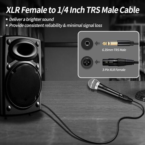 كابل Sound Harbour XLR أنثى إلى 1/4، كابلات TRS إلى XLR بطول 3.3 قدم، محول كابل ميكروفون، كابل توصيل متوازن in Saudi Arabia
