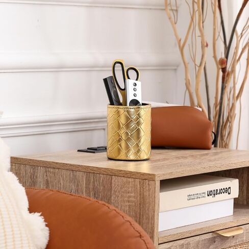 Pencil Holder, PU Leather Pencil Organizer for Desk for Cosmetics Office Supplies,Makeup Brushes Holder Brown PH106 in Saudi Arabia