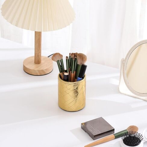 Pencil Holder, PU Leather Pencil Organizer for Desk for Cosmetics Office Supplies,Makeup Brushes Holder Brown PH106 in Saudi Arabia
