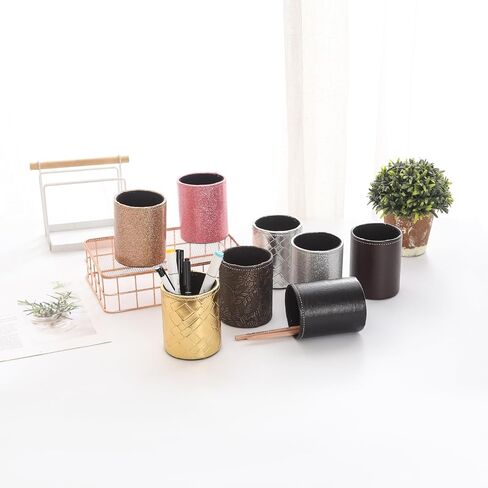 Pencil Holder, PU Leather Pencil Organizer for Desk for Cosmetics Office Supplies,Makeup Brushes Holder Brown PH106 in Saudi Arabia