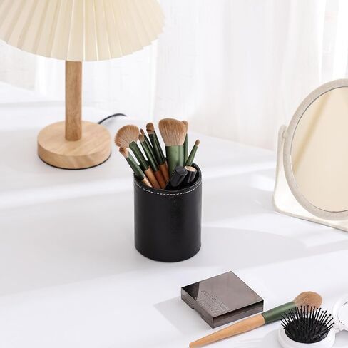 Pencil Holder, PU Leather Pencil Organizer for Desk for Cosmetics Office Supplies,Makeup Brushes Holder Brown PH106 in Saudi Arabia