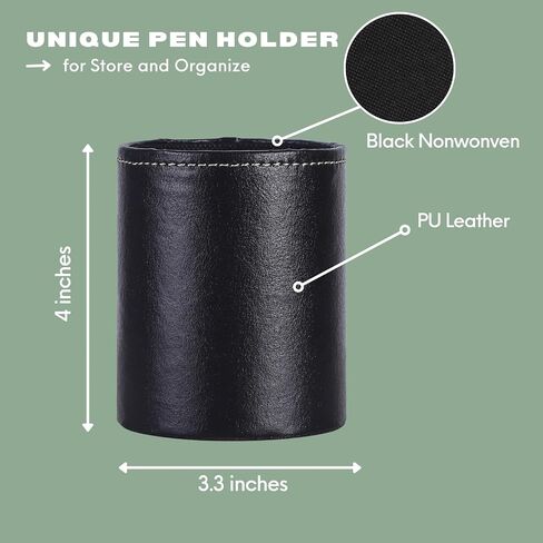 Pencil Holder, PU Leather Pencil Organizer for Desk for Cosmetics Office Supplies,Makeup Brushes Holder Brown PH106 in Saudi Arabia