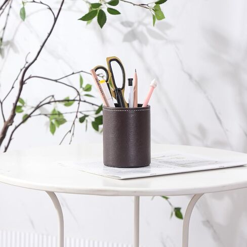 Pencil Holder, PU Leather Pencil Organizer for Desk for Cosmetics Office Supplies,Makeup Brushes Holder Brown PH106 in Saudi Arabia