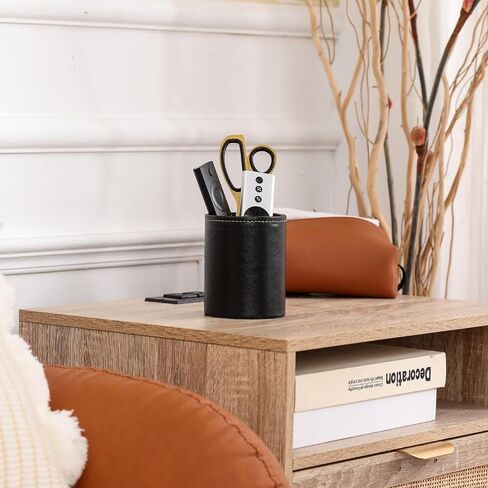 Pencil Holder, PU Leather Pencil Organizer for Desk for Cosmetics Office Supplies,Makeup Brushes Holder Brown PH106 in Saudi Arabia