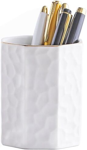 Ceramic Pen Holder for Desk Cute Octagon Shaped Pencil Holder Cup Pot Desk Organizer for Office Decor Makeup Brush Holder (Pink) in Kuwait