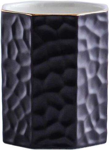 حامل أقلام سيراميك للمكتب لطيف على شكل مثمن حامل أقلام رصاص كوب وعاء مكتب منظم لديكور المكتب حامل فرشاة ماكياج (وردي) in Kuwait