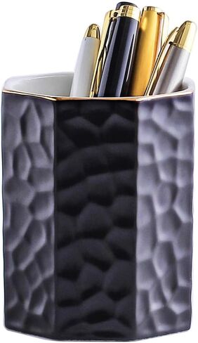 حامل أقلام سيراميك للمكتب لطيف على شكل مثمن حامل أقلام رصاص كوب وعاء مكتب منظم لديكور المكتب حامل فرشاة ماكياج (وردي) in Kuwait