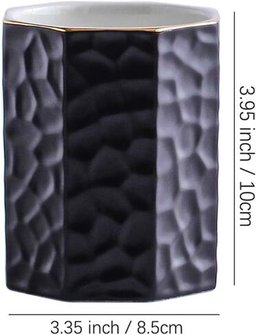 حامل أقلام سيراميك للمكتب لطيف على شكل مثمن حامل أقلام رصاص كوب وعاء مكتب منظم لديكور المكتب حامل فرشاة ماكياج (وردي) in Kuwait