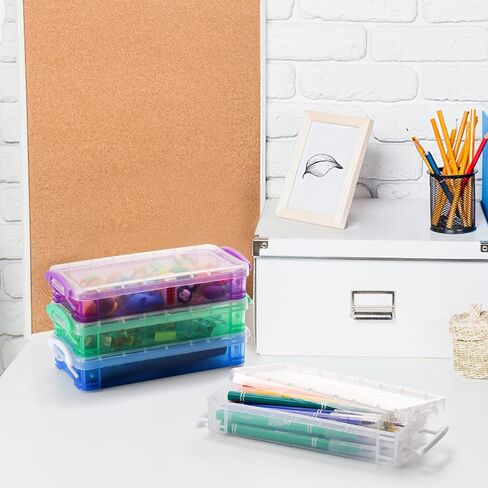 8 عبوات من علب الأقلام البلاستيكية من نيكونوم، صناديق مقلمة ذات سعة كبيرة، مقلمة للأطفال، صندوق تلوين مع غطاء محكم الإغلاق، منظم مستلزمات الأعمال الفنية، صندوق تخزين مستلزمات المكتب للفصول المدرسية in Kuwait
