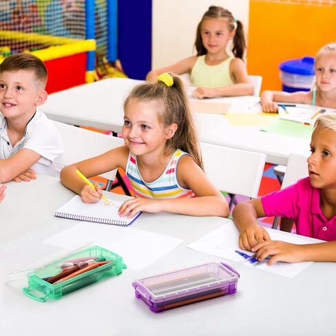 8 عبوات من علب الأقلام البلاستيكية من نيكونوم، صناديق مقلمة ذات سعة كبيرة، مقلمة للأطفال، صندوق تلوين مع غطاء محكم الإغلاق، منظم مستلزمات الأعمال الفنية، صندوق تخزين مستلزمات المكتب للفصول المدرسية in Kuwait